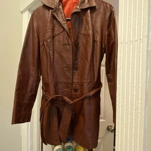 Brown taper leather jacket